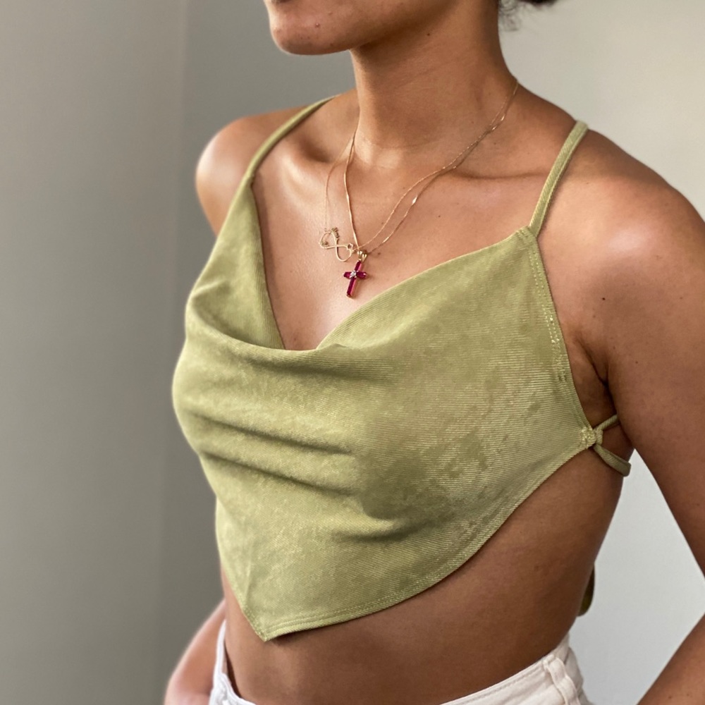NWT  Mini Cord Scarf Crop Top